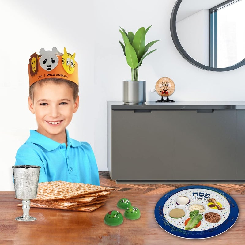 Rite Lite Melamine Jerusalem Seder Plate for Kids - 9" Stylish & Colorful Serving Dish, Passover Jewish Holiday Party Favors Pesach Seder Recipe & English Haggadah Traditional Judaism Decor Gifts - Image 3